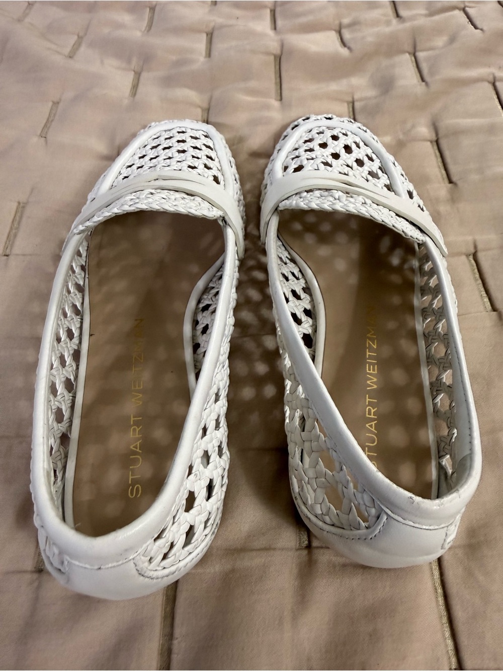 Stuart Weitzman Thea Woven Leather Penny Loafer White Size 8 - Picture 8 of 9